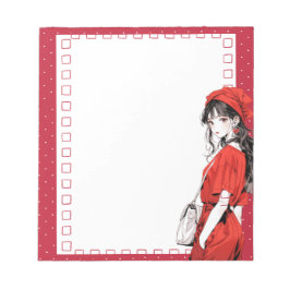 Anteckningsblocket Red Simple Cute Anime Boho Anteckningsblock
