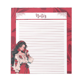 Anteckningsblocket Red Simple Cute Anime Boho Anteckningsblock