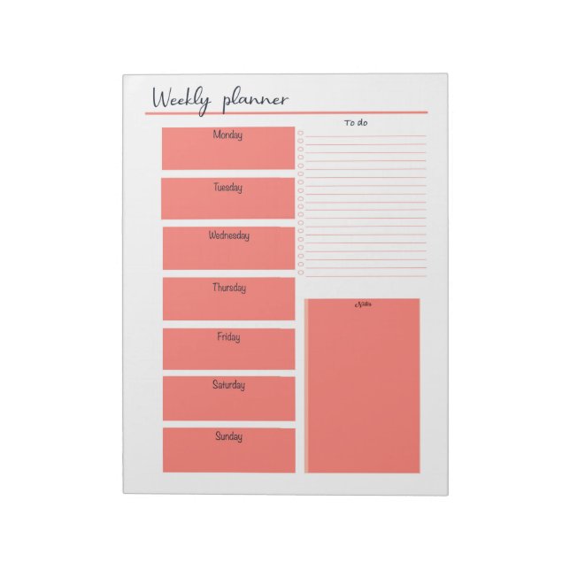 Anteckningsblocket Red Weekly Planner Anteckningsblock (Roterad)
