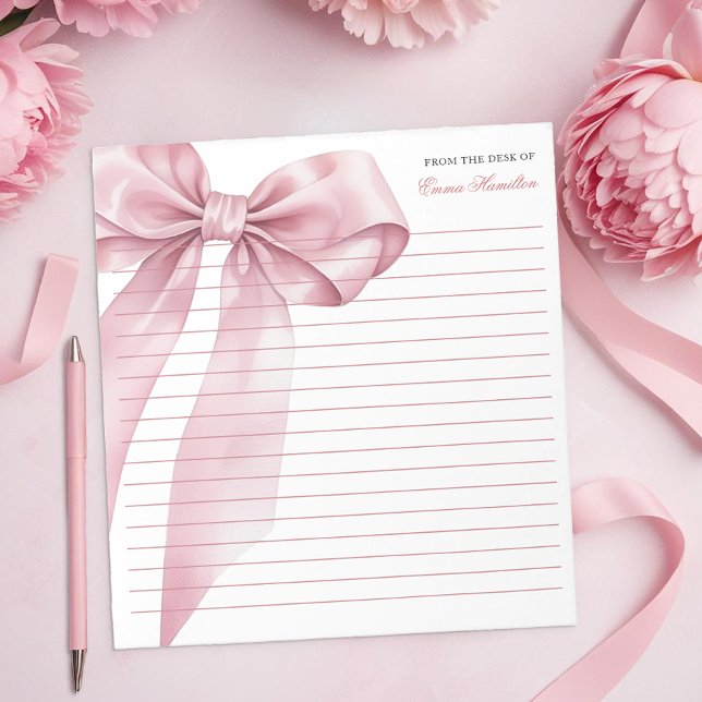 Anteckningsblocket rosa Coquette Bow - Elegant Pas Anteckningsblock (Feminine Notepad)