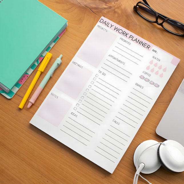Anteckningsblocket rosa Daily Work Planner Anteckningsblock (Skapare uppladdad)