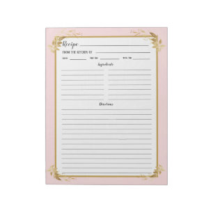 Anteckningsblocket Rosa Guld Foliage Recipe Binde Anteckningsblock