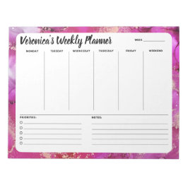 Anteckningsblocket rosa Marble Abstrakt Weekto Do Anteckningsblock