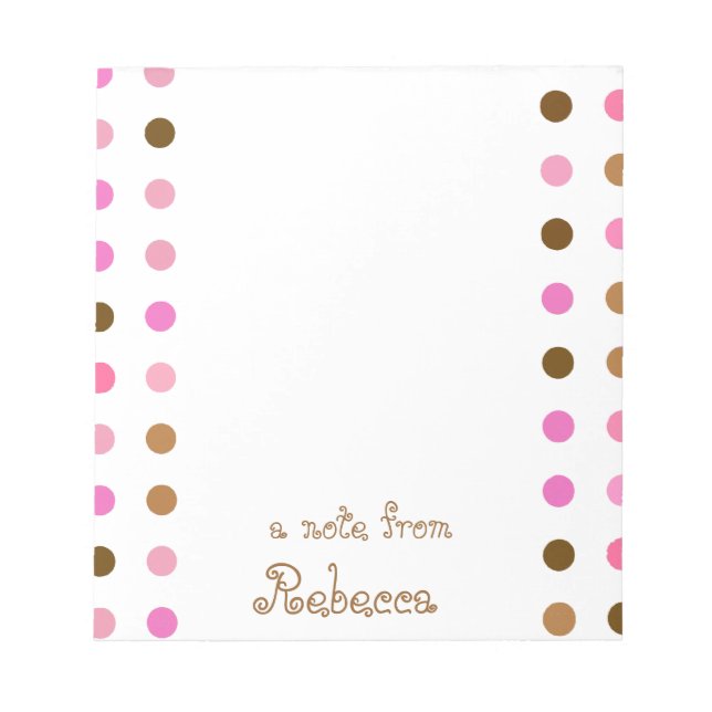 Anteckningsblocket rosa och Brown Polka Dot Person Anteckningsblock (Framsida)
