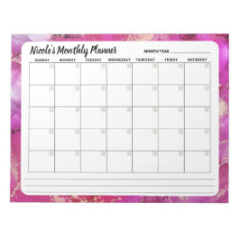 Anteckningsblocket rosa och Guld månadskalender Anteckningsblock