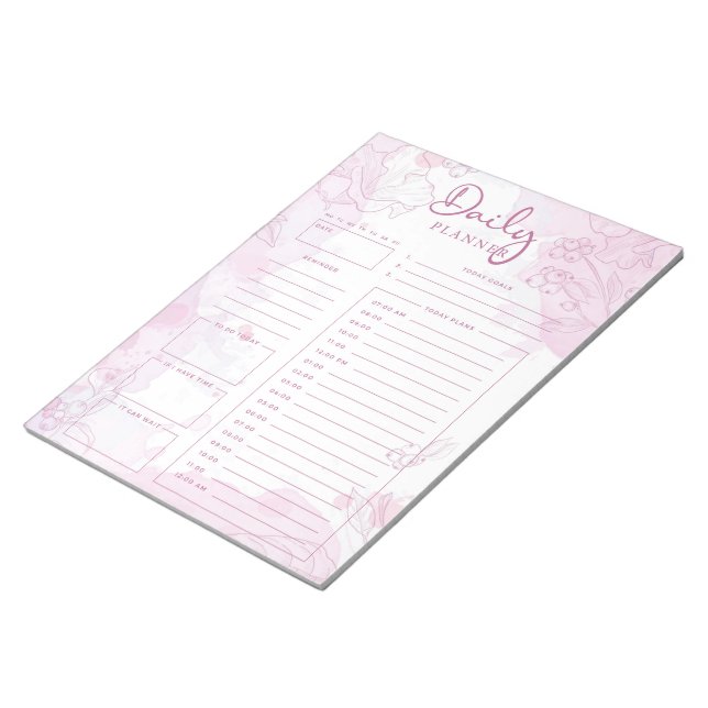 Anteckningsblocket rosa Watercolor Daily Planner Anteckningsblock (Vinklad)