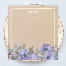 Anteckningsblocket Rustik Lila Watercolor Flowers Anteckningsblock