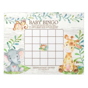 Anteckningsblocket Safari Jungle Baby Shower Bingo Anteckningsblock