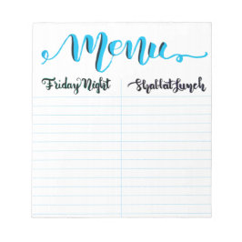 Anteckningsblocket Shabbat Shabbos Menu Anteckningsblock