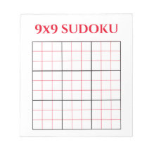 Anteckningsblocket Simple Red 9x9 Sudoku-mall