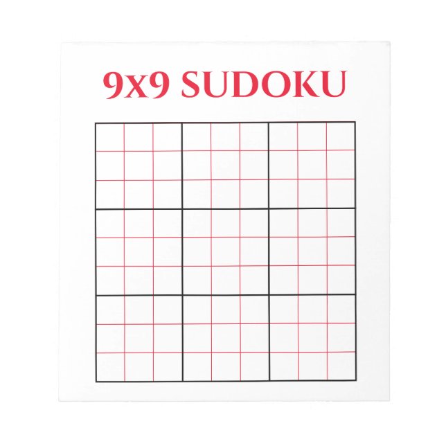 Anteckningsblocket Simple Red 9x9 Sudoku-mall Anteckningsblock (Framsida)