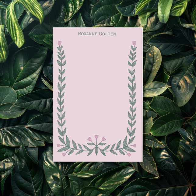 Anteckningsblocket söt Blommigt Ram CUSTOM NAME Post-it Block (Pretty Floral Frame CUSTOM NAME Notepad
)