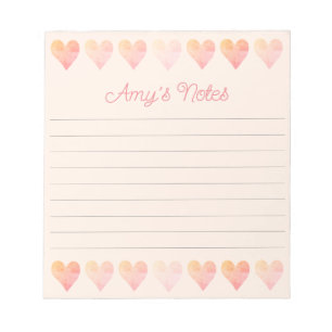 Anteckningsblocket Söt Orange och Rosa Hearts Anteckningsblock