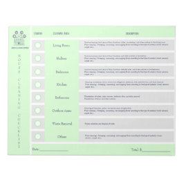 Anteckningsblocket Städning checklista och budget Anteckningsblock