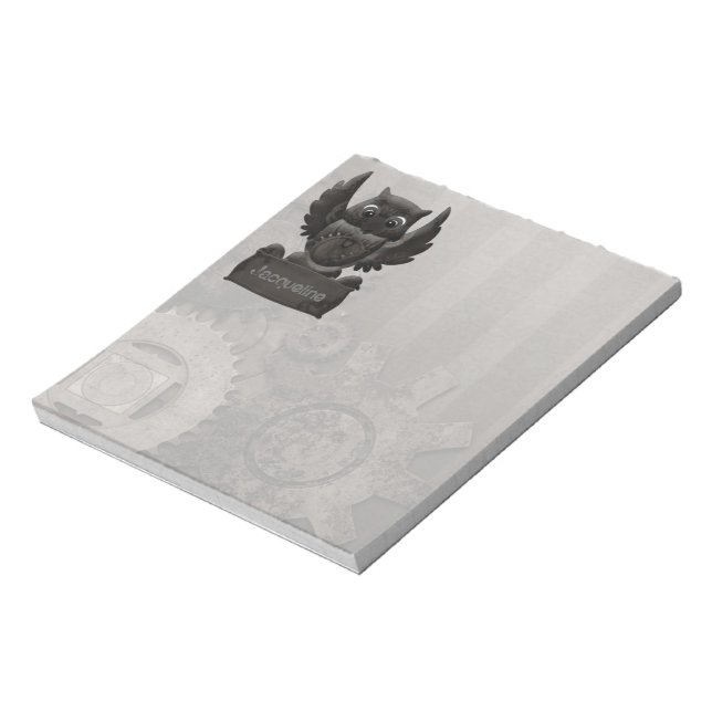 Anteckningsblocket Steampunk Uggla Anteckningsblock (Roterad)