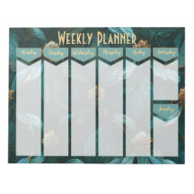 Anteckningsblocket Teal and Guld Blommigt Weekly P