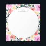 Anteckningsblocket Vattenfärgsblommor, Personlig Anteckningsblock<br><div class="desc">Fina vattenfärgblommor finns på den här kundfavoriten. Fyll i informationen i mallen.</div>