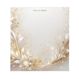 Anteckningsblocket Vita Guld Blommigt Anteckningsblock