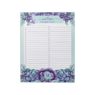 Anteckningsblocket Watercolor Blommigt Monogram to Anteckningsblock