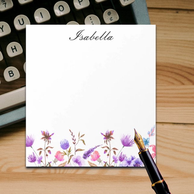 Anteckningsblocket Watercolor Blue Mauve Wildblomm Anteckningsblock (Skapare uppladdad)