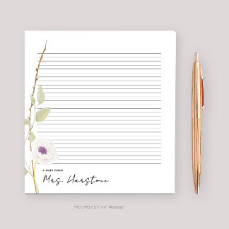 Anteckningsblocket Watercolor Poppy Teacher Gift Anteckningsblock