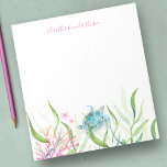 Anteckningsblocket Watercolor Sea Turtle Beach Sta Anteckningsblock<br><div class="desc">Den här tropiska stationen har ord "hellre under havet" i rosa-manustypografi. Det kan vara personlig med din familj namn eller monogram i en handskriven manustypografi. Det här anteckningsblocket är designat genom att använda en kopia av min ursprungliga vattenfärgssköldpadda i skalor av turkosblått och grönt med rosa stjärnfisk och havskoral. Perfekt...</div>