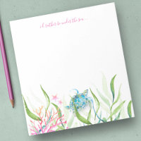 Anteckningsblocket Watercolor Sea Turtle Beach Sta