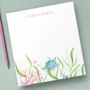 Anteckningsblocket Watercolor Sea Turtle Beach Sta Anteckningsblock