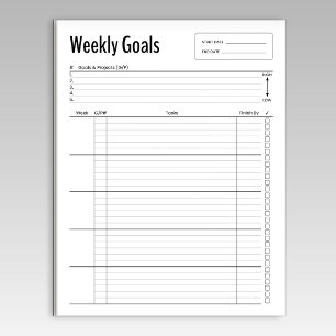 Anteckningsblocket Weekly Goals Anteckningsblock