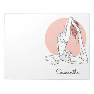 Anteckningsblocket Yoga Woman-eget namn Anteckningsblock