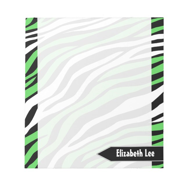 Anteckningsblocket zebra tryck Lime Green Mix Pers Anteckningsblock (Framsida)