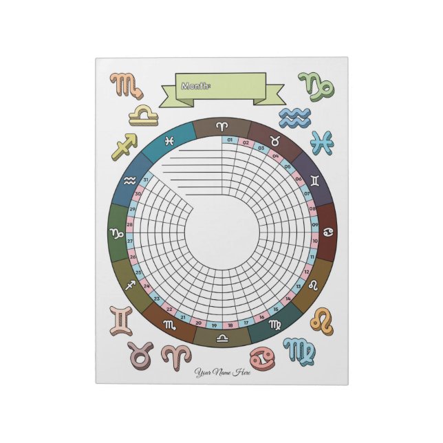 Anteckningsblocket Zodiac Habit Tracker Anpassning Anteckningsblock (Roterad)