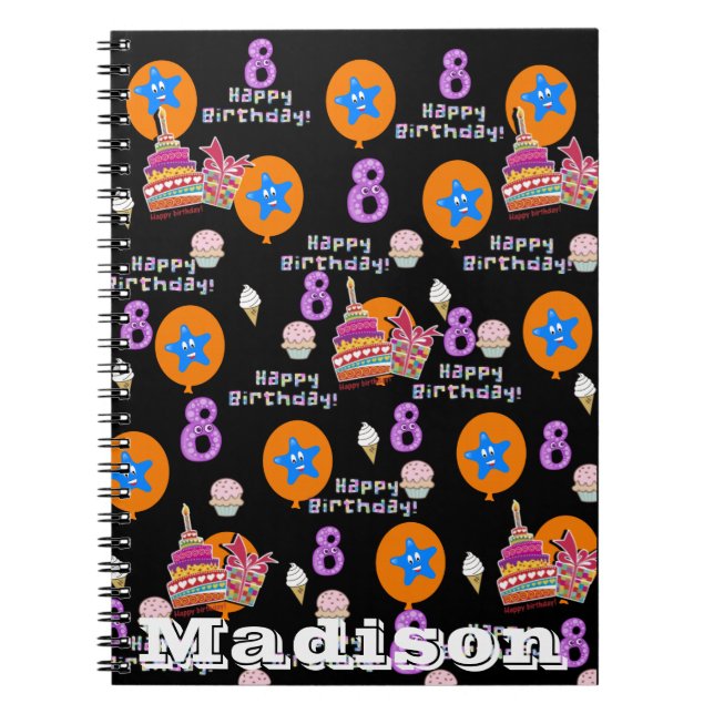 Anteckningsbok, #8 Glad 8-årsdag Anteckningar Svar Anteckningsbok (Framsidan)