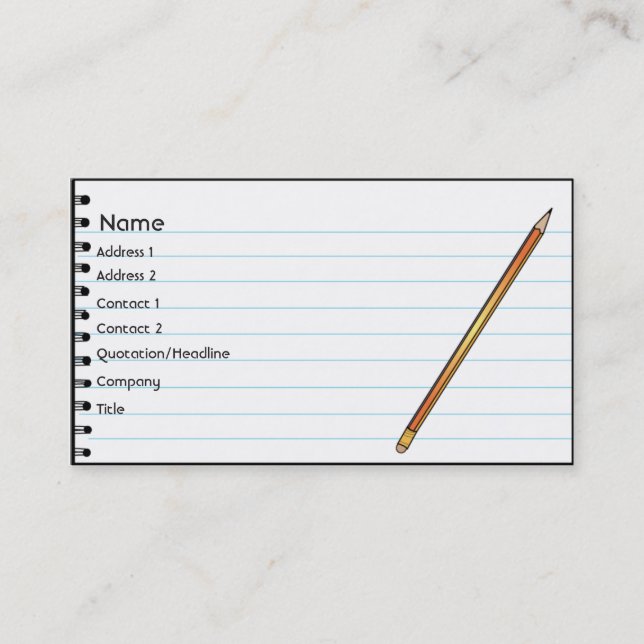 Anteckningsbok - affär visitkort (Framsida)