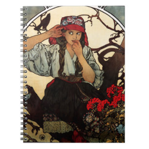 Anteckningsbok för Alphonse Mucha Moravian Med Spiral