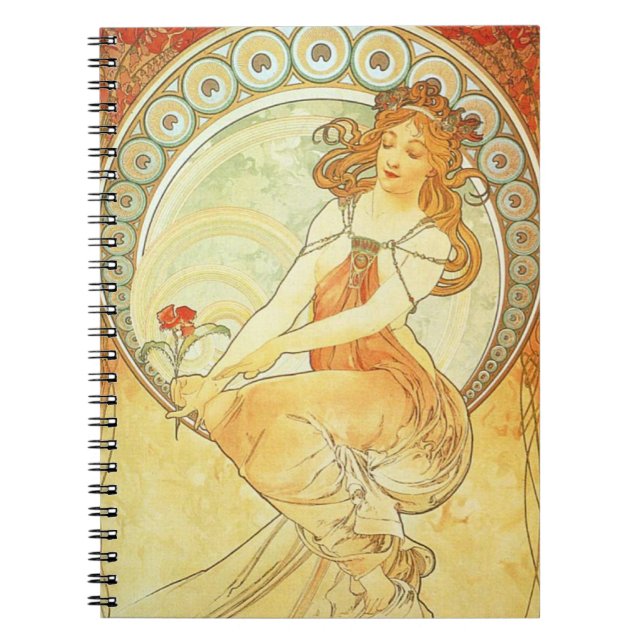 Anteckningsbok för art nouveauAlphonse Mucha (Framsidan)