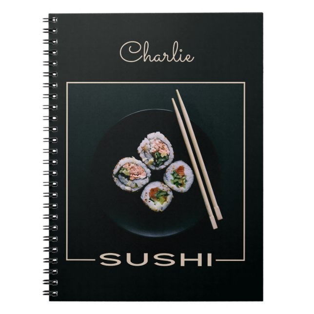 Anteckningsbok för eget Sushi-namn Med Spiral (Framsidan)