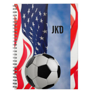 Anteckningsbok för fotboll i USA med din monogram Spiral