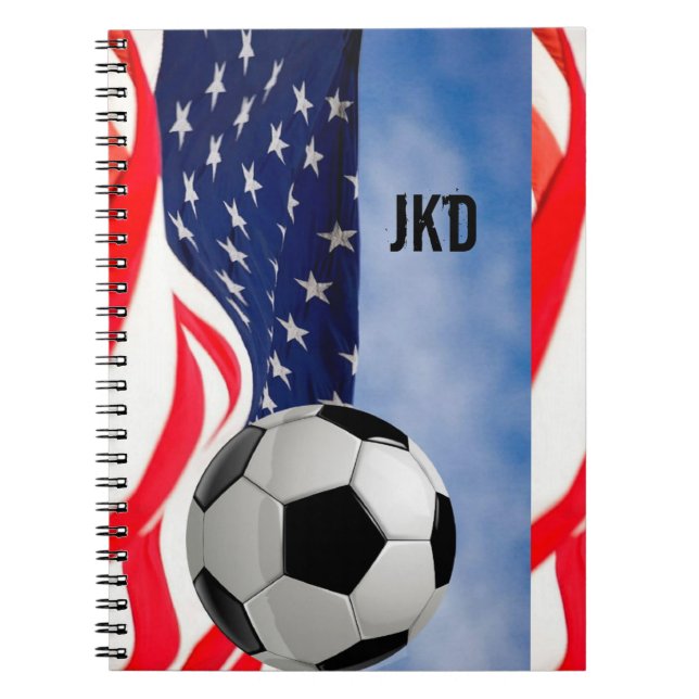 Anteckningsbok för fotboll i USA med din monogram Spiral (Framsidan)