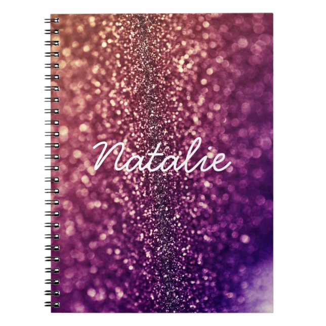 Anteckningsbok för glitter för NATALIE för Med Spiral (Framsidan)