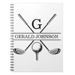 Anteckningsbok för Golf Design Monogram-mall