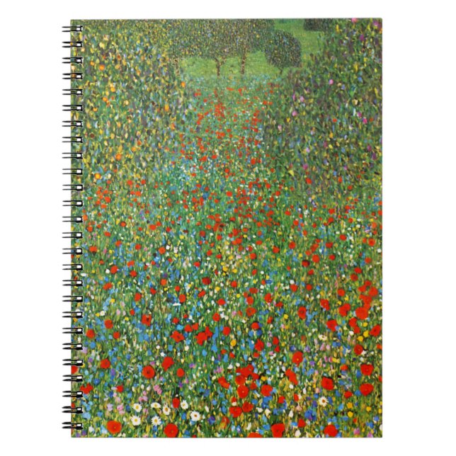 Anteckningsbok för Gustav Klimt vallmofält Med Spiral (Framsidan)
