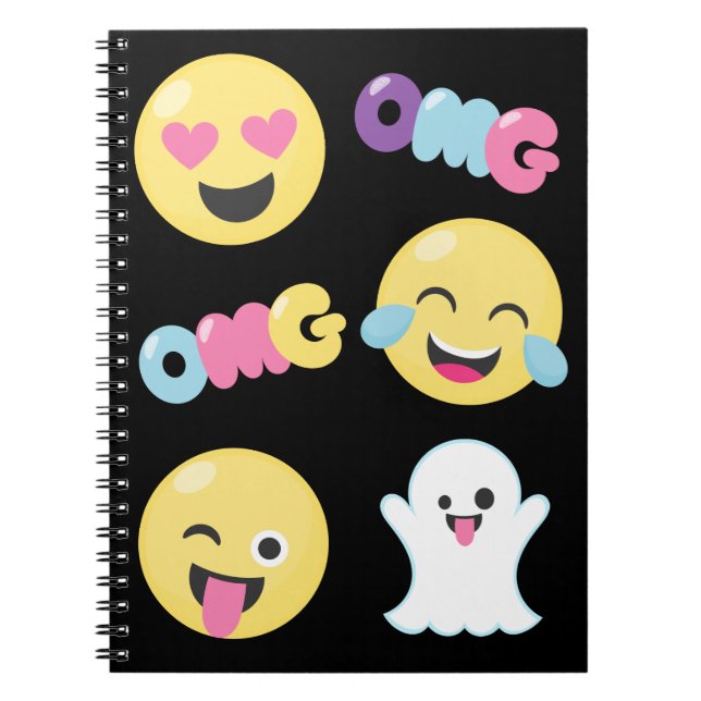 Anteckningsbok för känslor för OMG Emoji spiral (Framsidan)