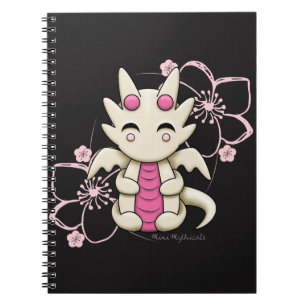 Anteckningsbok för Kawaii rosa drakespiral