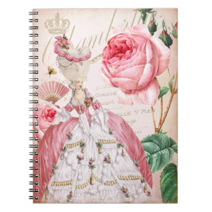 Anteckningsbok för Marie Antoinette rosa vintager Med Spiral