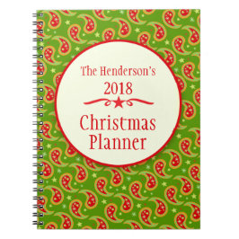 Anteckningsbok för planner för Paisley grön Med Spiral