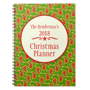 Anteckningsbok för planner för Paisley grön Med Spiral
