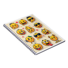 Anteckningsbok för skolan med roliga emoji-design
