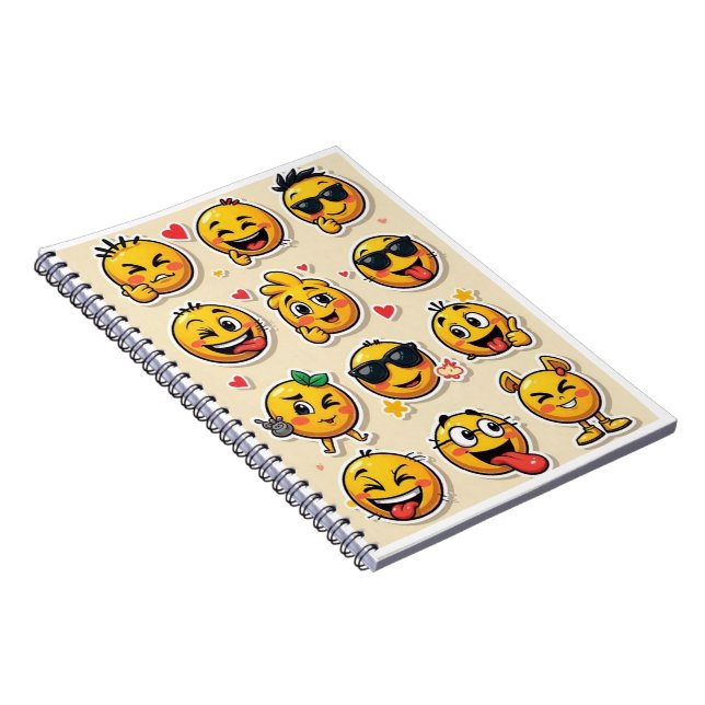 Anteckningsbok för skolan med roliga emoji-design (Högra Sidan)