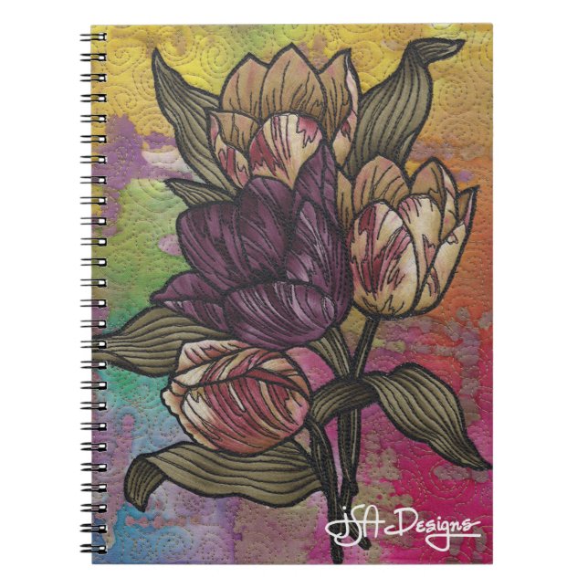 Anteckningsbok för textilkonstblommigt (Framsidan)